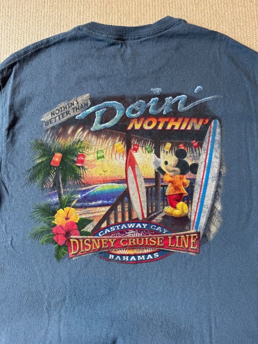 Disney Cruise Line Mickey Mouse Unisex Medium Blue T-Shirt Castaway Cay Bahamas